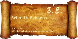 Behalik Egberta névjegykártya